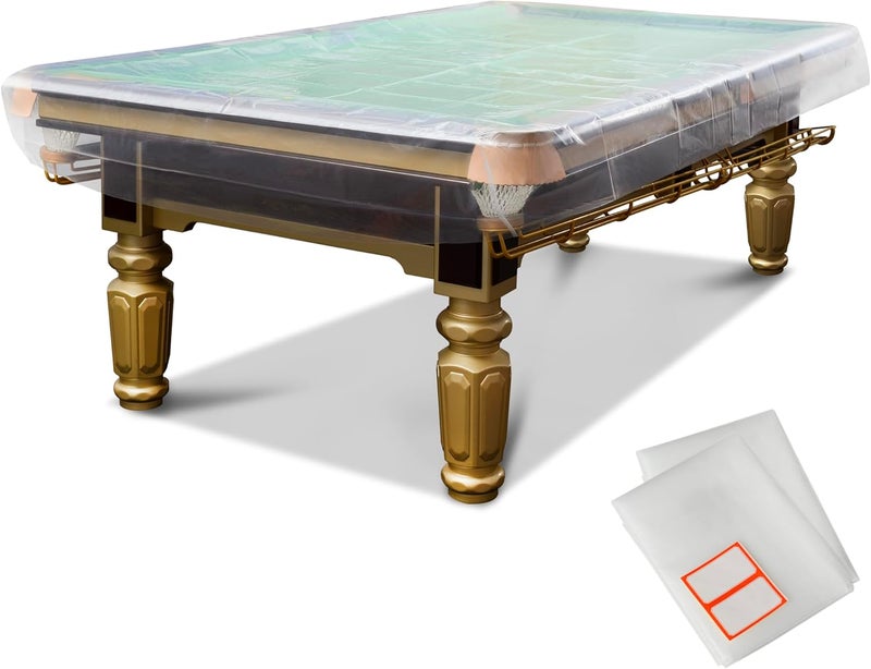 Storage Standard 2-Pack Billiard & Pool Table Cover 8 Feet - Reusable Heavy-Duty Clear Plastic, Standard 8ft Pool Table Covers, Waterproof Cover for Storage, Moving, & Dust Protection, 100" x 56" x 8" - Image 1